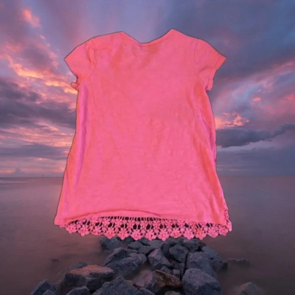 PLACE Pink Lace Bottom Top